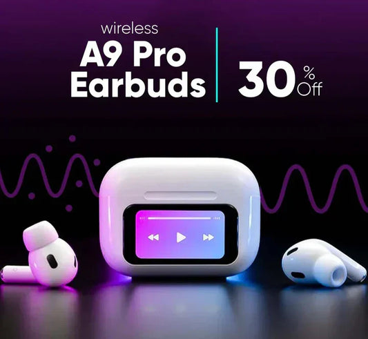 A9 Pro Touchscreen LED Earbuds – ANC Wireless Earbuds with Smart Display & 48H Battery