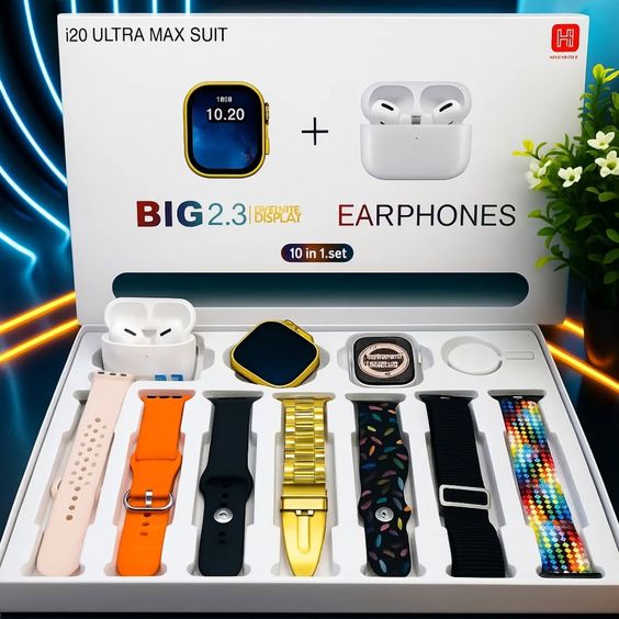 i20 Ultra Max Suit Smartwatch with Earphones