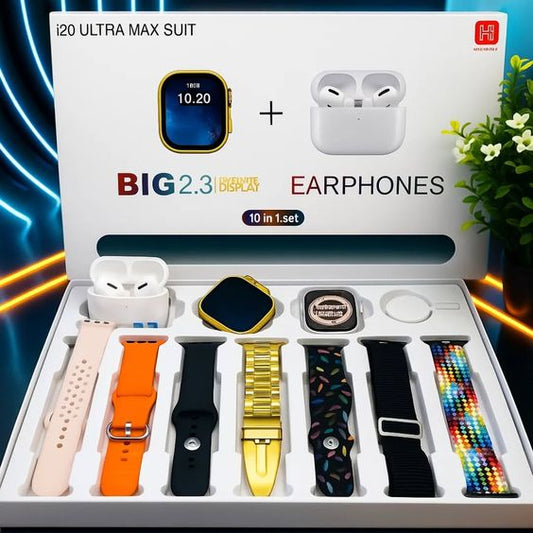 i20 Ultra Max Suit Smartwatch with Earphones